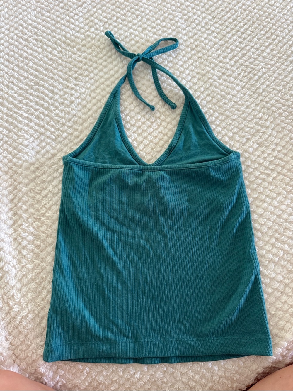 Old Navy Teal Ribbed Halter Tank Top - Picture 2 of 2